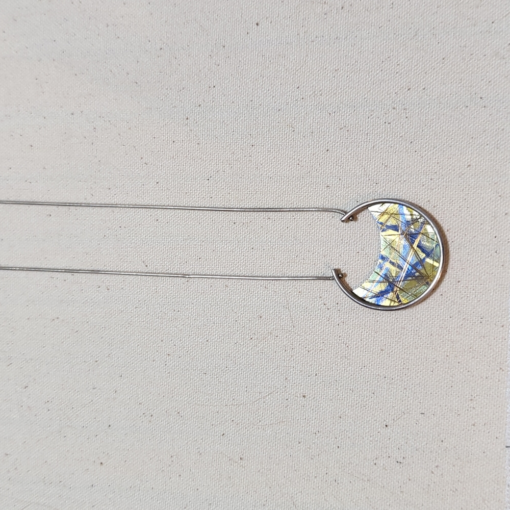 Jean-Yves Nantel moon-shaped necklace, sterling silver with titanium patina